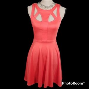 Lush Coral Flare Cutout Dress. Size XS.  NWT
